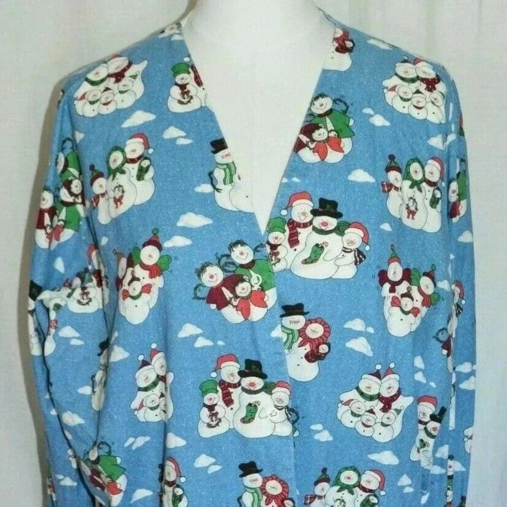 Blue Snowman Winter Long Sleeve Lab Coat